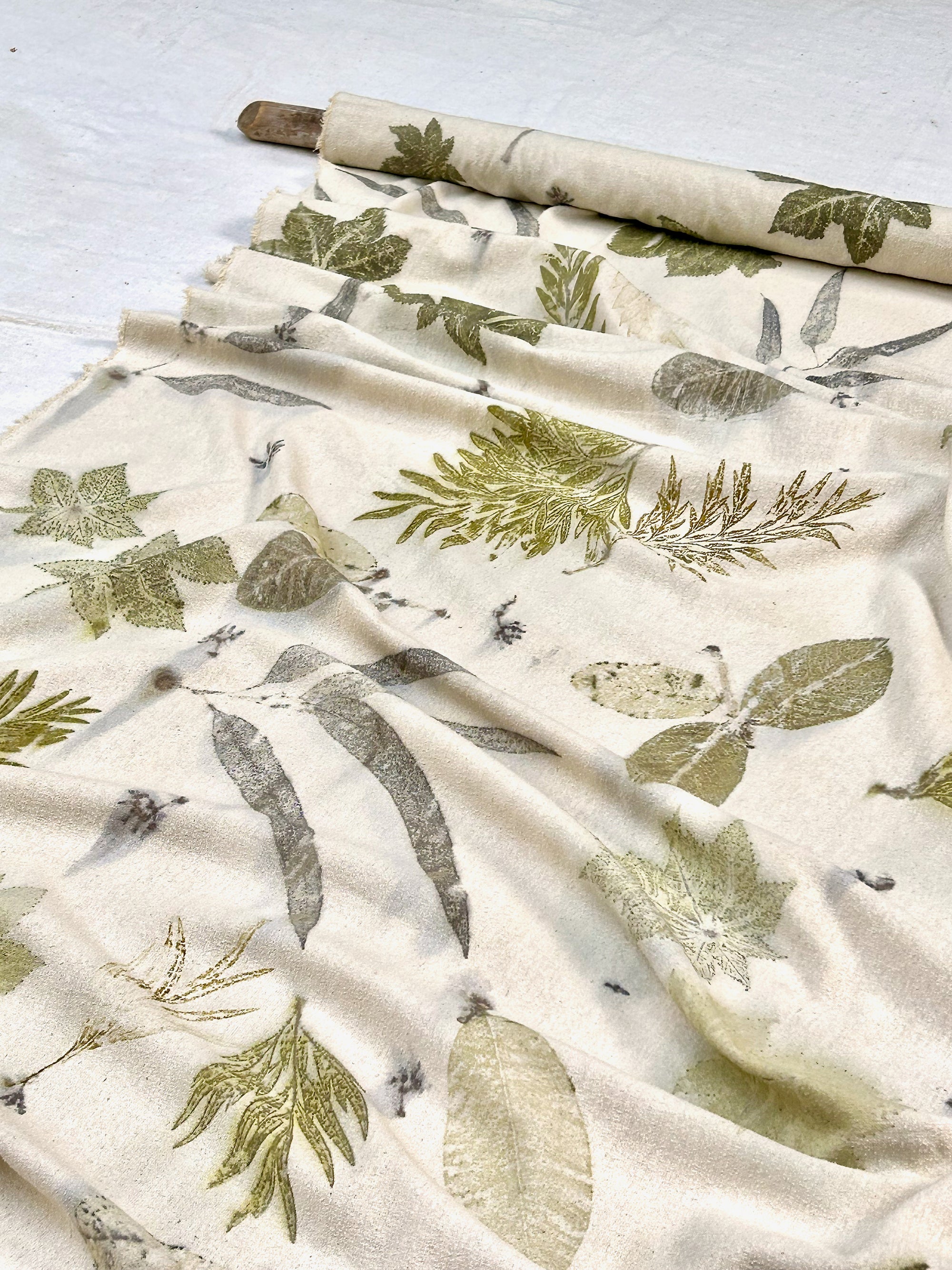Eco-printed Matka Silk Fabric