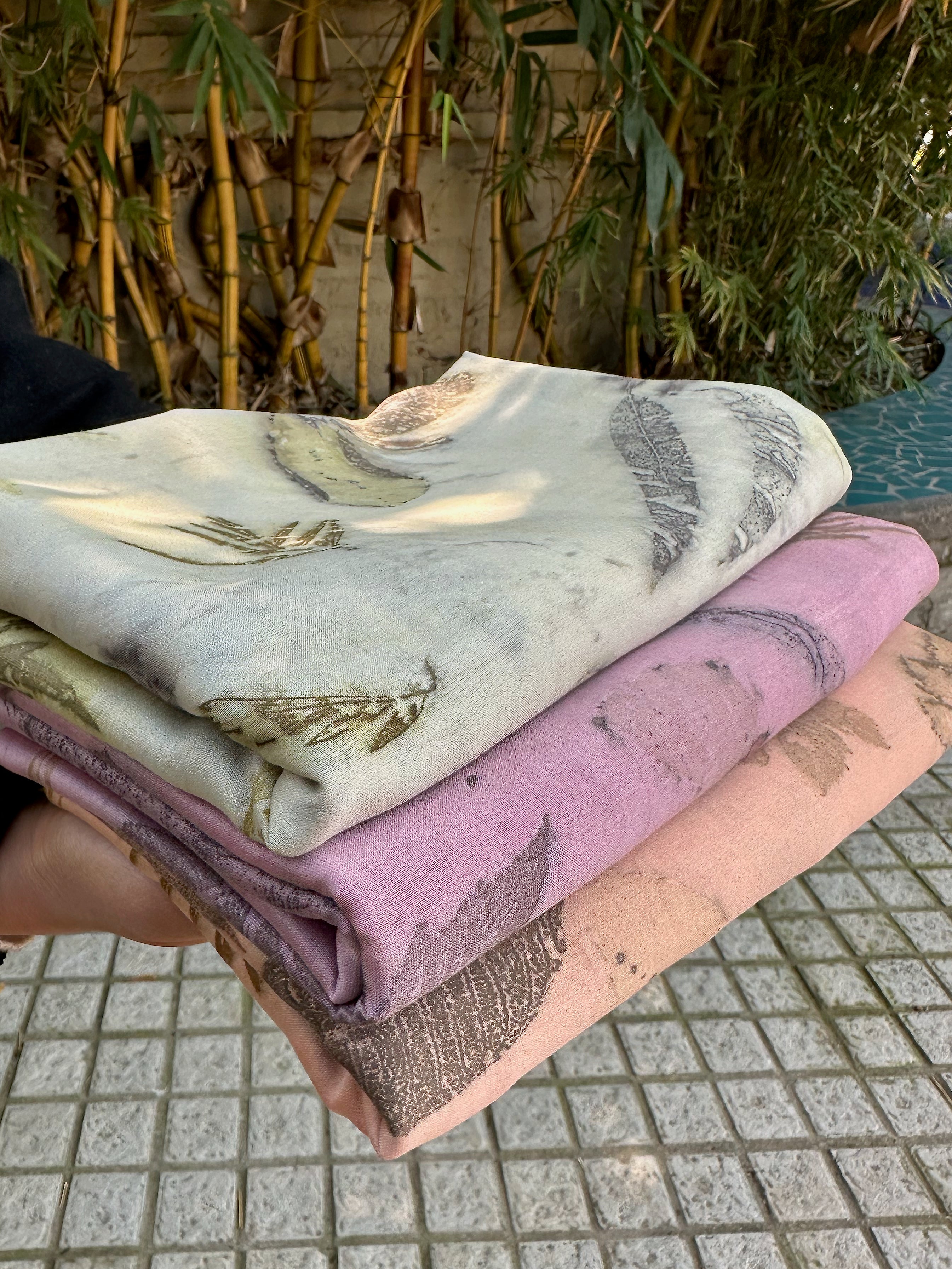 Eco-printed Chanderi Fabric