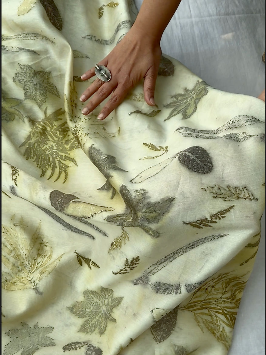 Eco-printed Chanderi Fabric