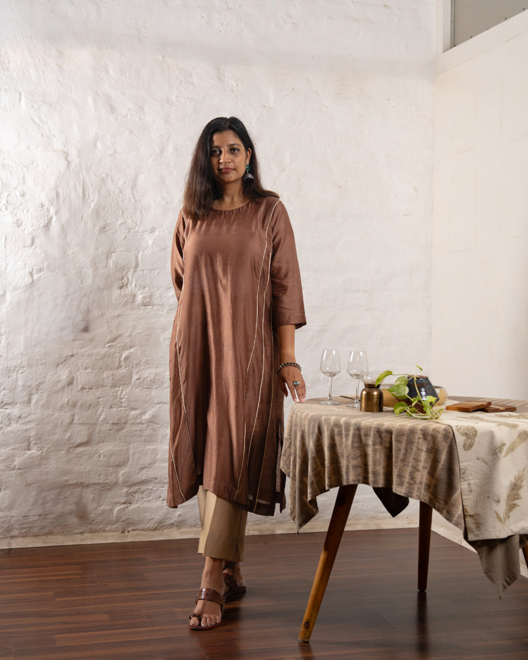 Gulmohar Chanderi Kurta