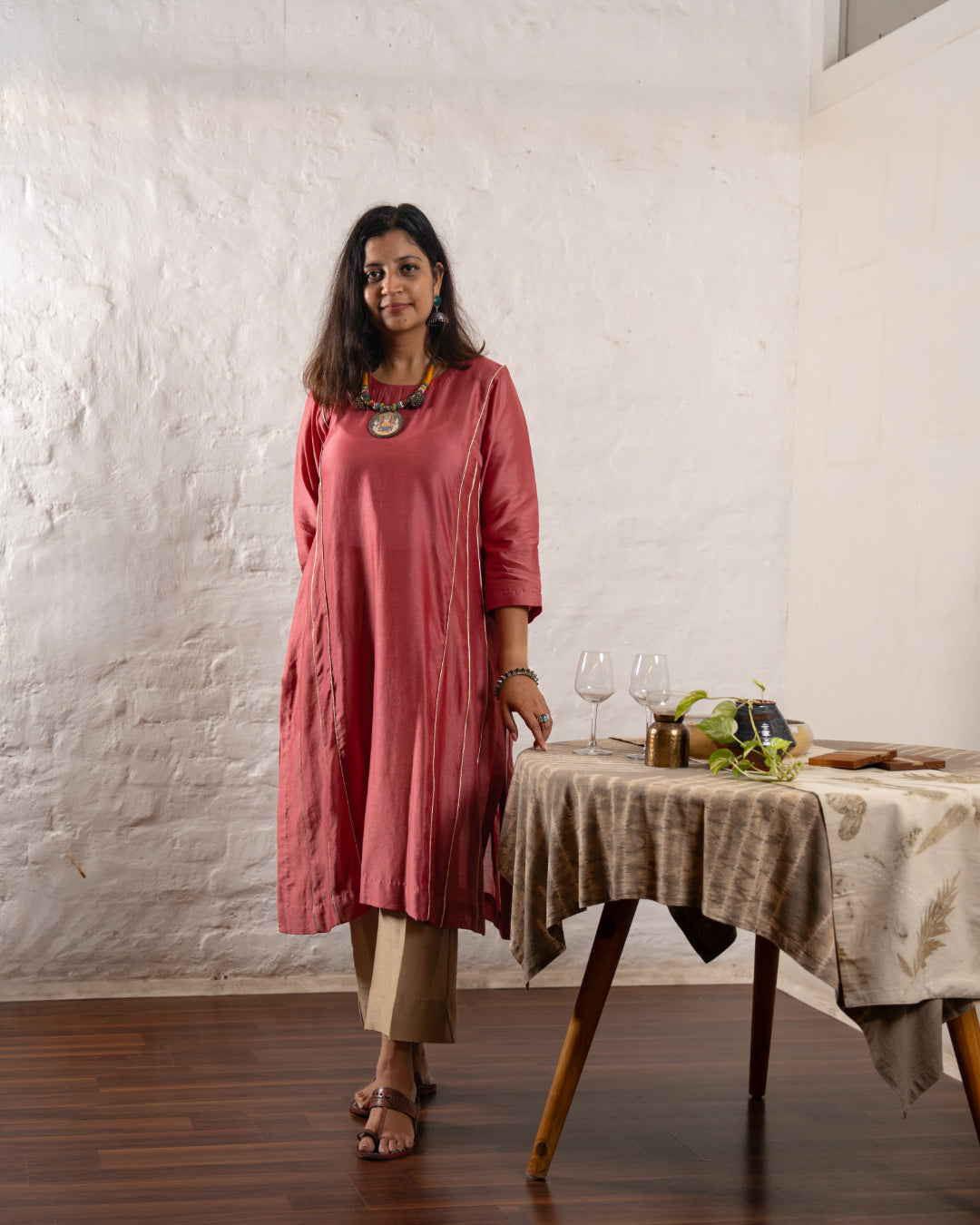 Gulmohar Chanderi Kurta