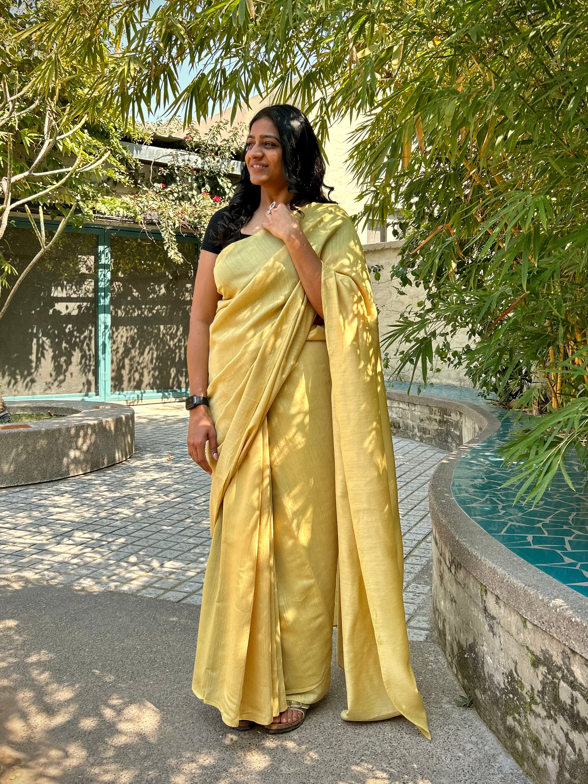 Banarsi Muga Saree with Hand-painted Blouse