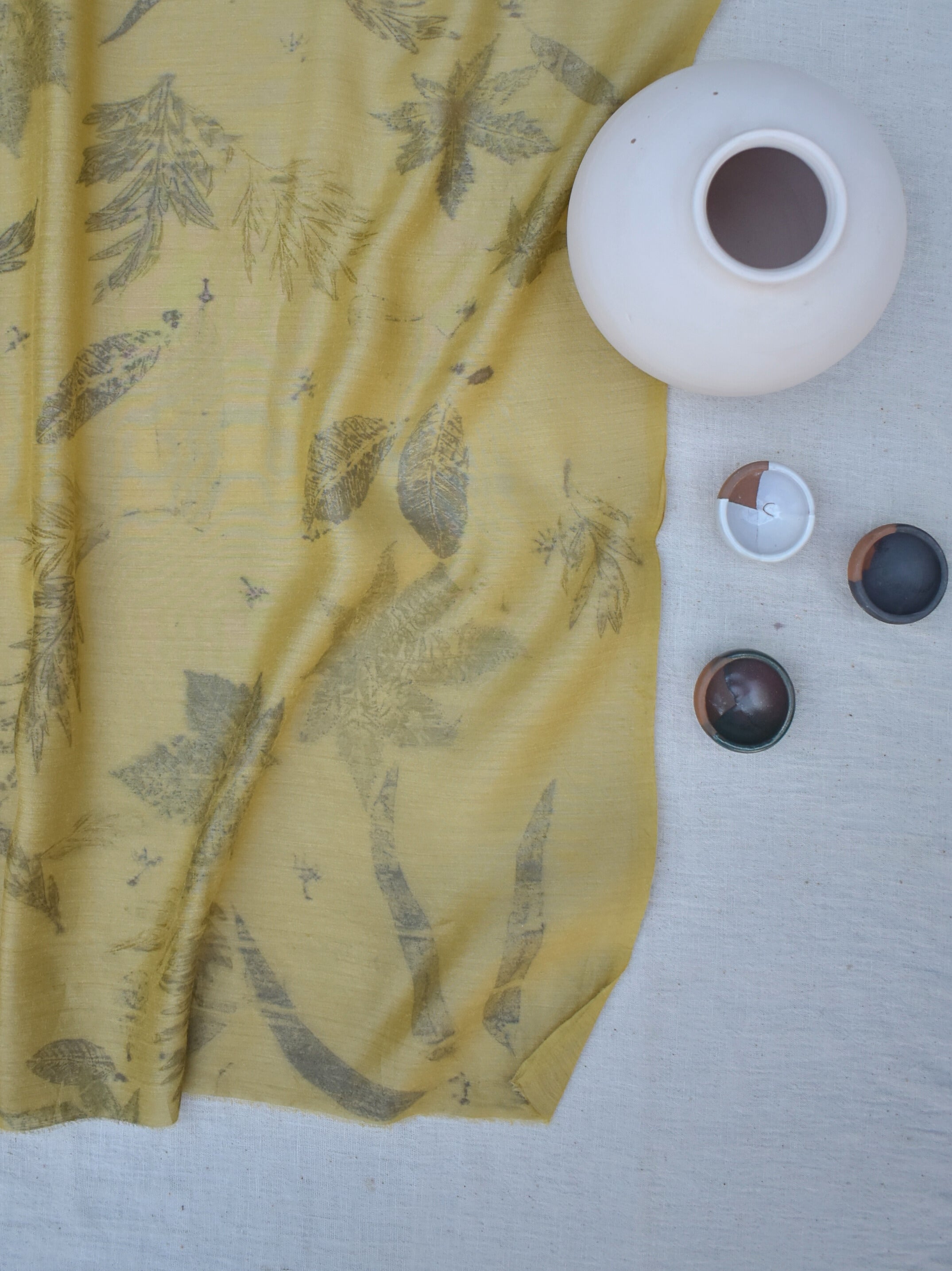 Eco-printed Muga Silk Fabric